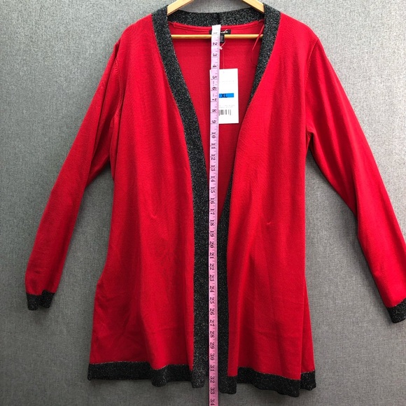 By Design Gwyneth Open Cardigan with Black Lurex Trim Size XL - Picture 9 of 10